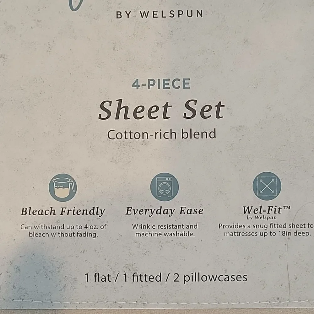 Wel Home 4-piece Sheet Set Cotton-rich blend